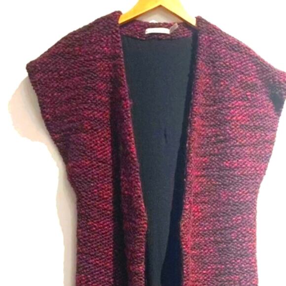 Alice + Olivia ALPACA WOOL Long Cardigan Sz S Red Merlot Maxi Sleeveless $440 - Picture 8 of 17